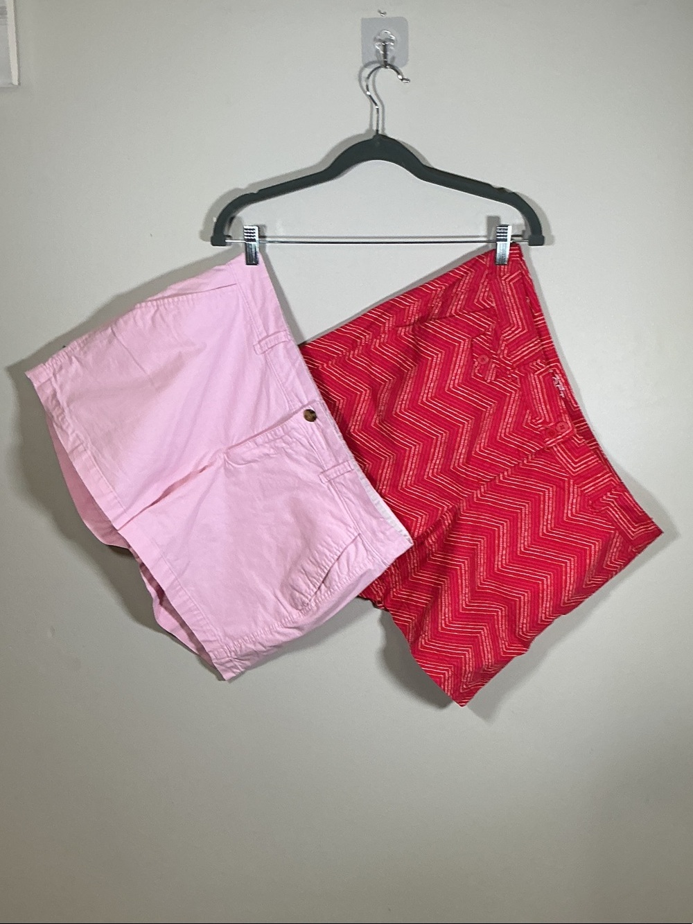 Women’s Bermuda Shorts Duo — Pink & Red Casual Pair. Size 10